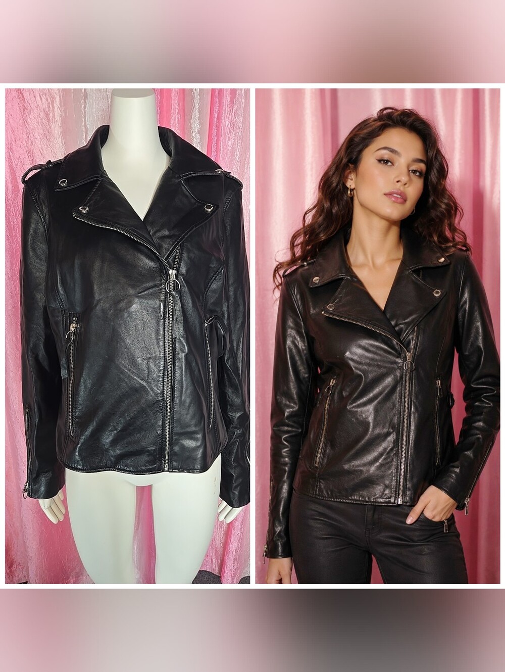 Sam Edelman Black Faux Leather Moto Jacket Size XLarge